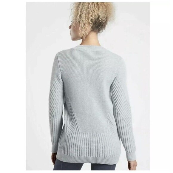 Athleta Teton V Neck Sweater‎ Women Small BLUE Heavy Knit Cotton Pullover - Picture 2 of 11
